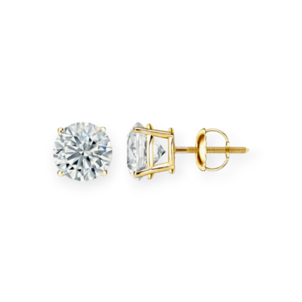 1.50 CTW 14K Solid Gold Round Cut Lab Grown Diamonds Earrings Stud Screw Back