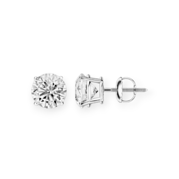 2.00 CTW 14K Solid Gold Round Cut Lab Grown Diamonds Earrings Stud Screw Back