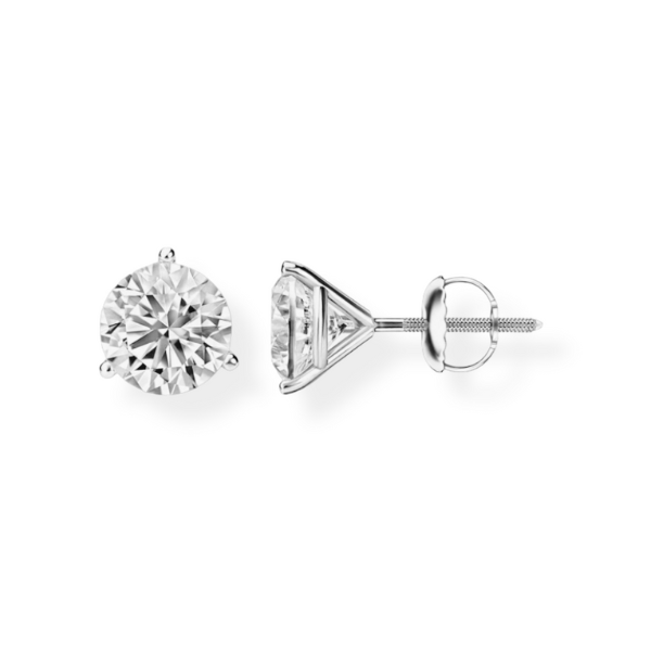 Martini Style 14K Solid Gold Round Cut Lab Grown Diamonds Earrings Stud Screw Back