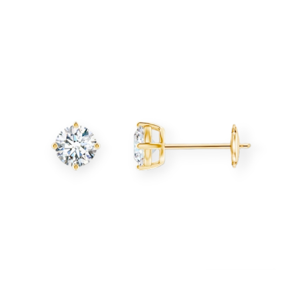 0.90 CTW 14K Solid Gold Round Cut Lab Grown Diamond Earrings Stud Push Back